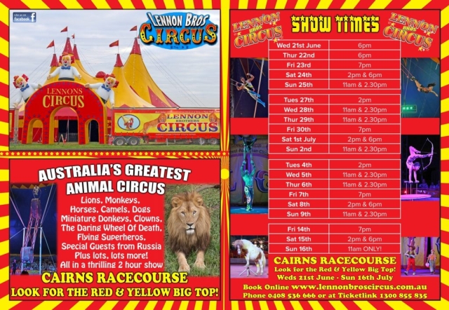 Photos and Design by WCC for double page newspaper spread Lennon Bros Circus advert